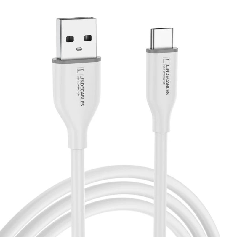 LindeCables USB-A 2.0 til USB-C Silikonekabel 12W - 1.2 m Hvid