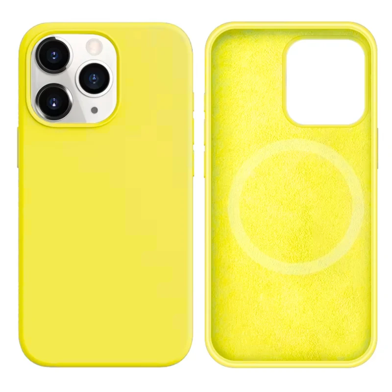 LindeCovers iPhone 13 Pro Silikonecover - MagSafe Kompatibel 32 Shiny Yellow