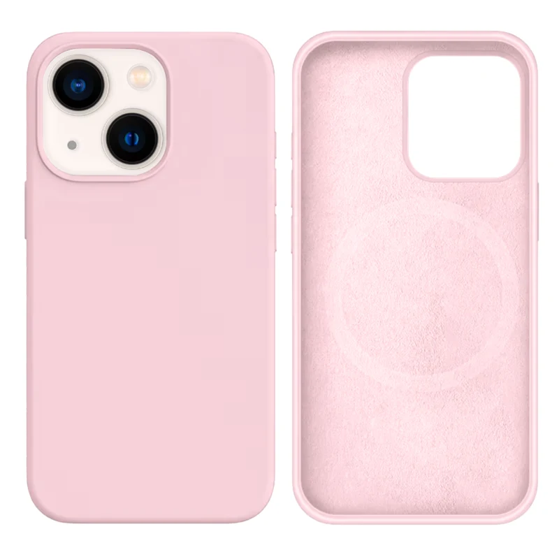 LindeCovers iPhone 14 Plus Silikonecover - MagSafe Kompatibel 75 Gray Pink