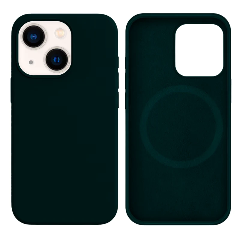 LindeCovers iPhone 14 Plus Silikonecover - MagSafe Kompatibel 49 Green Black