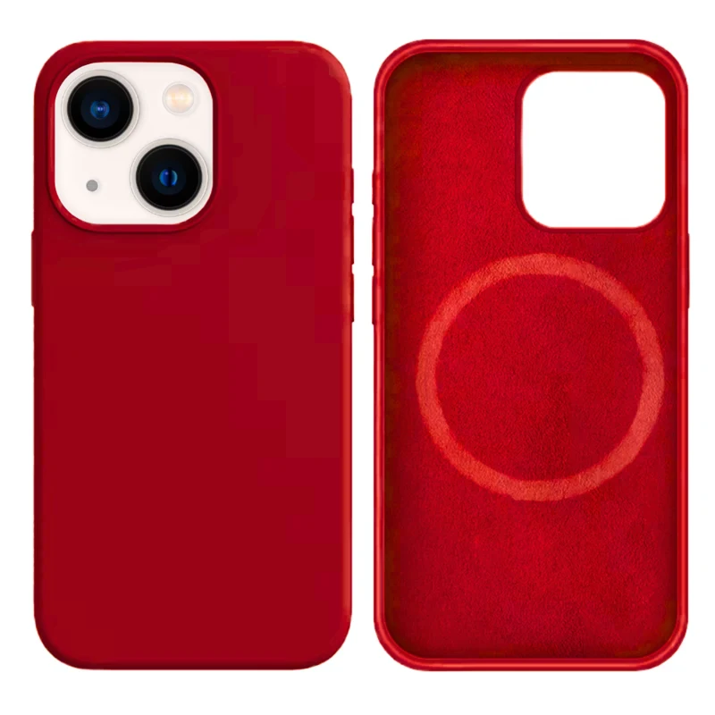 LindeCovers iPhone 15 Silikonecover - MagSafe Kompatibel 33 Dark Red