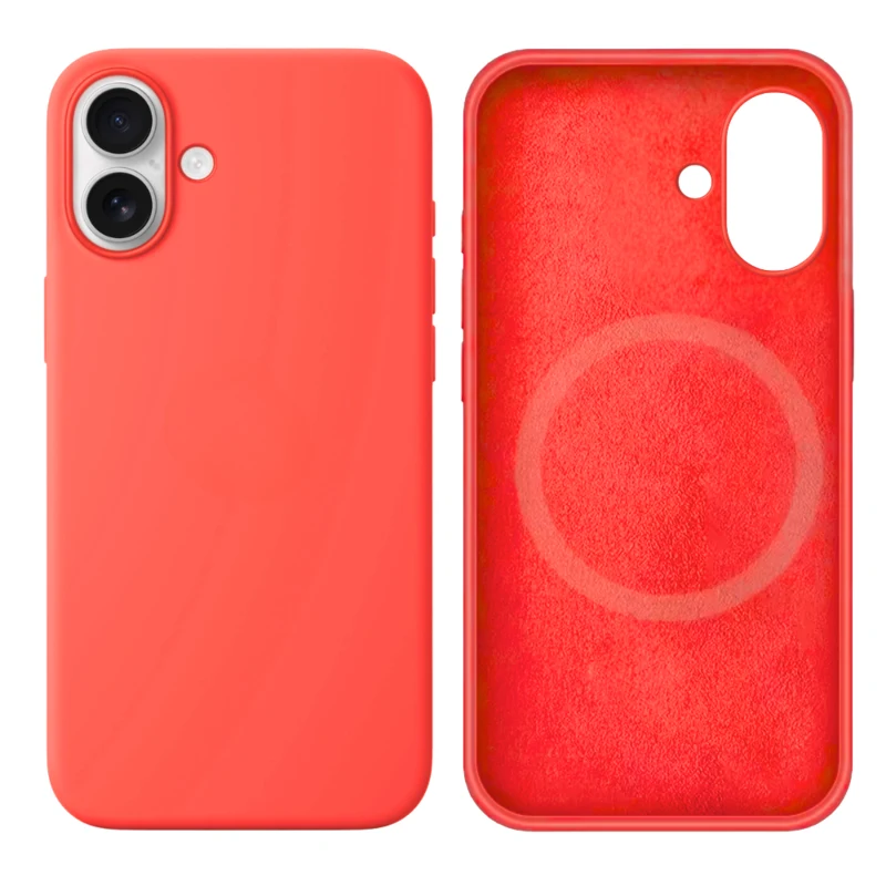 LindeCovers iPhone 16 Silikonecover - MagSafe Kompatibel 65 Pink Orange