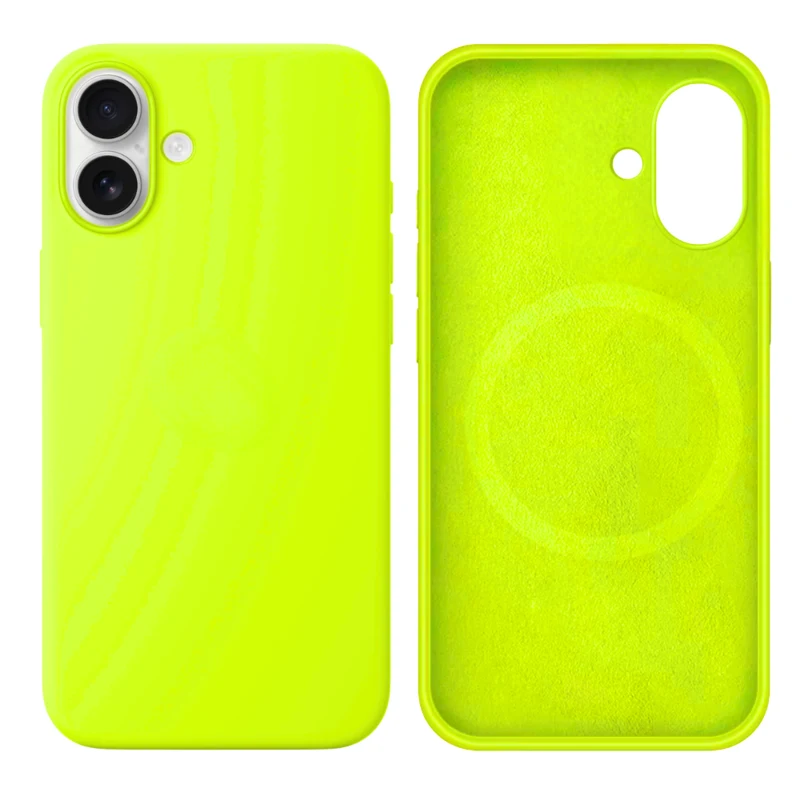 LindeCovers iPhone 16 Silikonecover - MagSafe Kompatibel 60 Fluorescent Green