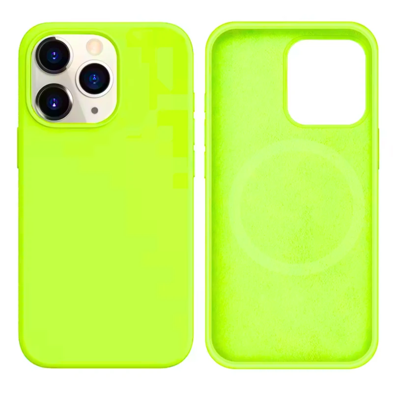 LindeCovers iPhone 16 Pro Silikonecover - MagSafe Kompatibel 60 Fluorescent Green