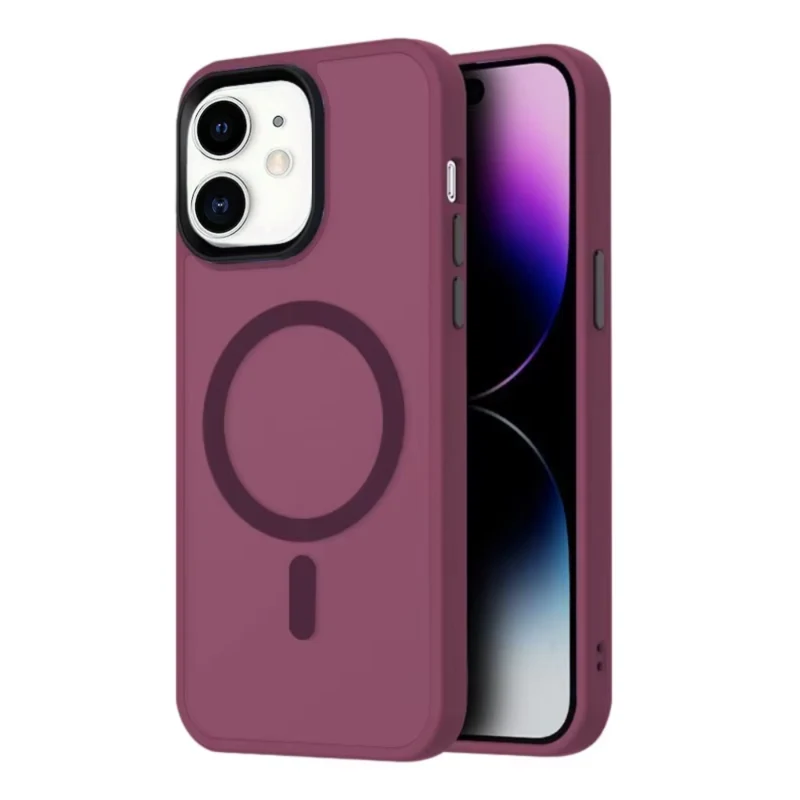 LindeCovers iPhone 12/12 Pro Transparent Cover - MagSafe Kompatibel 10 Plum Red