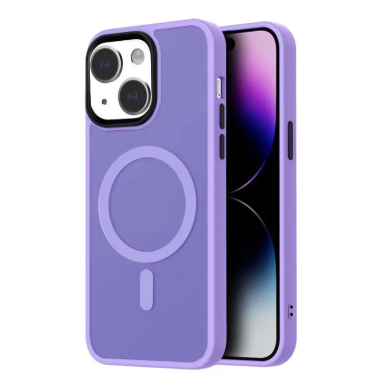 LindeCovers iPhone 14 Transparent Cover - MagSafe Kompatibel 05 Light Purple