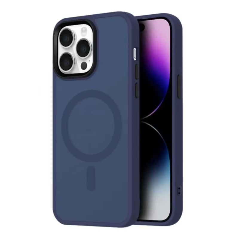 LindeCovers iPhone 14 Pro Transparent Cover - MagSafe Kompatibel 07 Dark Blue