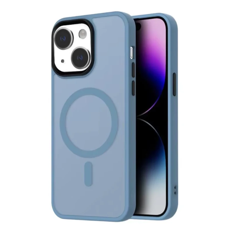 LindeCovers iPhone 15 Plus Transparent Cover - MagSafe Kompatibel 03 Sierra Blue