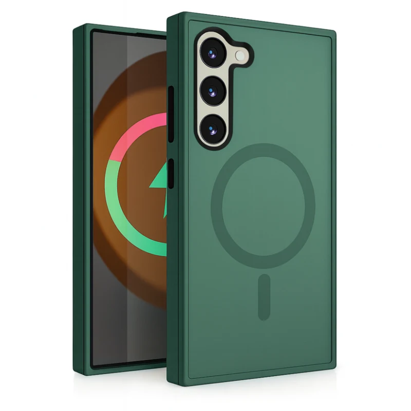 LindeCovers Samsung Galaxy S22 Plus Transparent Cover – MagSafe Kompatibel 3 Alpine Green