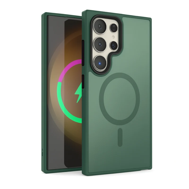 LindeCovers Samsung Galaxy S22 Ultra Transparent Cover – MagSafe Kompatibel 03 Alpine Green