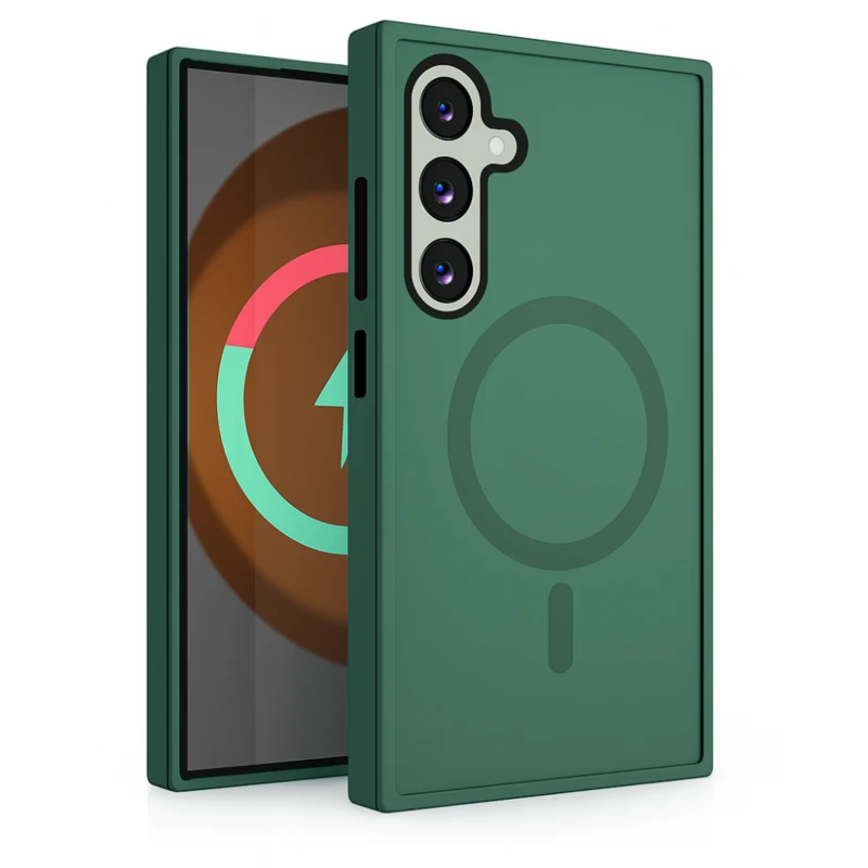 LindeCovers Samsung Galaxy S24 Transparent Cover – MagSafe Kompatibel 03 Alpine Green