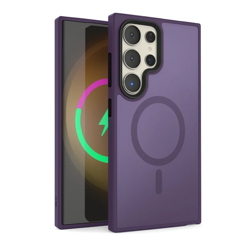 LindeCovers Samsung Galaxy S25 Ultra Transparent Cover – MagSafe Kompatibel 02 Dark Purple