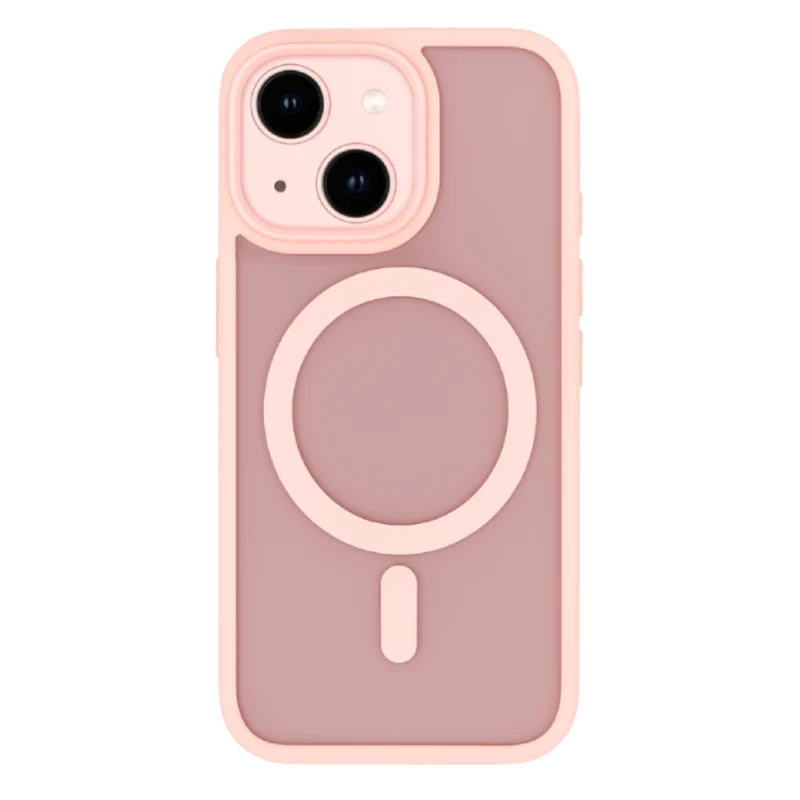 LindeCovers iPhone 15 Plus Premium Transparent Cover - MagSafe Kompatibel 02 Pink