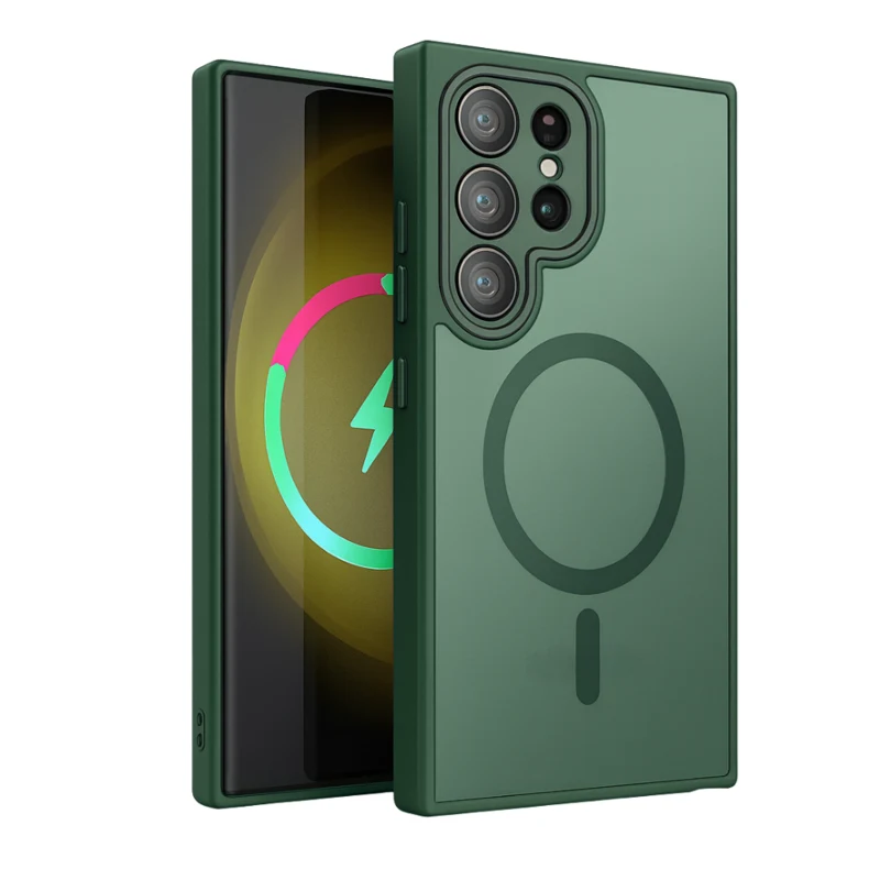 LindeCovers Samsung Galaxy S22 Ultra Premium Transparent Cover – MagSafe Kompatibel 03 Alpine Green
