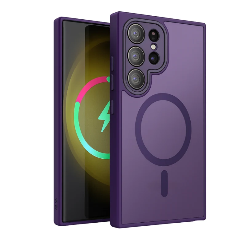 LindeCovers Samsung Galaxy S24 Ultra Premium Transparent Cover – MagSafe Kompatibel 02 Dark Purple