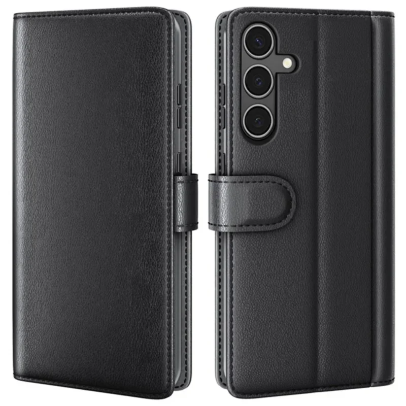 LindeCovers Samsung Galaxy A14 – Ægte Læder Flip Cover m. Flap Black