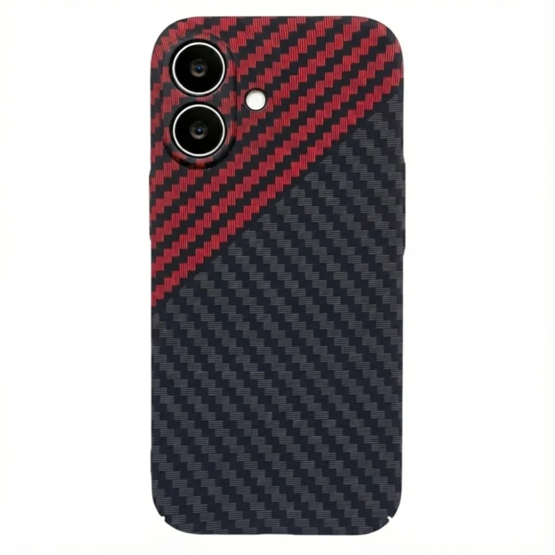 LindeCovers iPhone 16 Carbon Cover 03 Red/Black