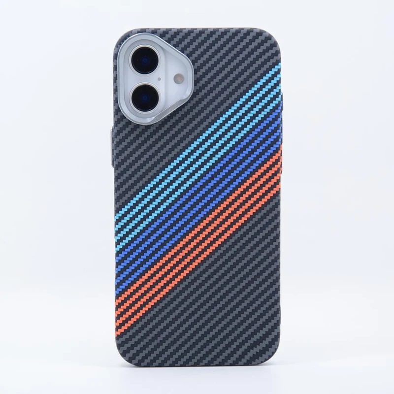 LindeCovers iPhone 16 Plus Carbon Cover - MagSafe Kompatibel 04 Colorful Stripes