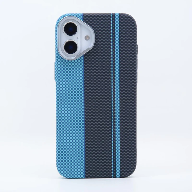LindeCovers iPhone 16 Plus Carbon Cover - MagSafe Kompatibel 03 Blue/Black