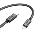 LindeCables USB-C til Lightning Premium kabel 20W - 2 m Grå