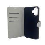 LindeCovers iPhone 16 - PU Litchi Læder Flip Cover 2 White
