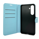 LindeCovers Samsung S24 - PU Litchi Læder Flip Cover 5 Blue