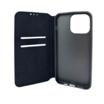 LindeCovers iPhone 14 - Ægte Læder Flip Cover Black