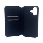 LindeCovers iPhone 16 - Ægte Læder Flip Cover Black