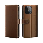 LindeCovers iPhone 14 – Ægte Læder Flip Cover m. Flap
 Brown