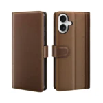 LindeCovers iPhone 16 – Ægte Læder Flip Cover m. Flap Brown