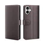 LindeCovers iPhone 16 – Ægte Læder Flip Cover m. Flap Red Brown