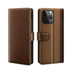 LindeCovers iPhone 16 Pro – Ægte Læder Flip Cover m. Flap Brown