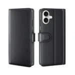 LindeCovers iPhone 16 Plus – Ægte Læder Flip Cover m. Flap Black