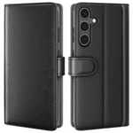 LindeCovers Samsung Galaxy A25 – Ægte Læder Flip Cover m. Flap Black