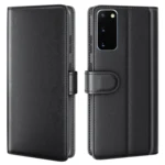 LindeCovers Samsung Galaxy S20 FE – Ægte Læder Flip Cover m. Flap Black