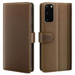 LindeCovers Samsung Galaxy S20 FE – Ægte Læder Flip Cover m. Flap Brown