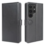 LindeCovers Samsung Galaxy S23 Ultra – Ægte Læder Flip Cover m. Flap Black