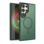 LindeCovers Samsung Galaxy S22 Ultra Transparent Cover – MagSafe Kompatibel 03 Alpine Green