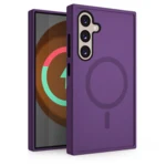 LindeCovers Samsung Galaxy S25 - Transparent Cover til trådløs opladning 02 Dark Purple