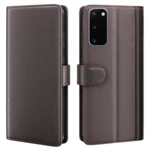 LindeCovers Samsung Galaxy S20 – Ægte Læder Flip Cover m. Flap Red Brown