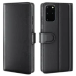LindeCovers Samsung Galaxy S20 Plus – Ægte Læder Flip Cover m. Flap Black