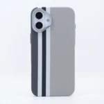 LindeCovers iPhone 16 Carbon Cover - MagSafe Kompatibel 05 Grey Stripes